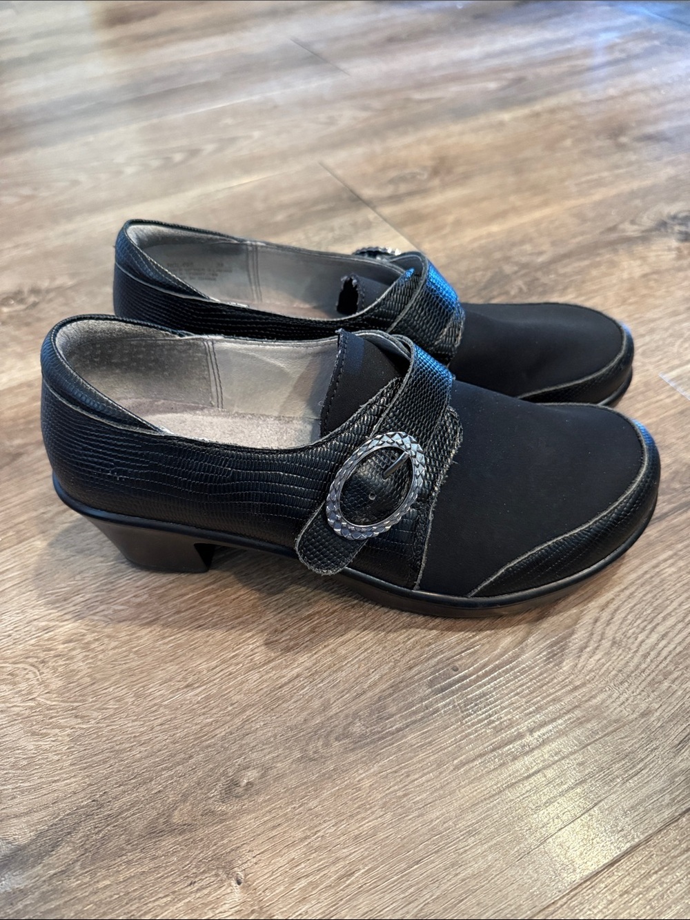 Alegria Holli Black Leather Comfort Clogs Shoes Size 38, 8